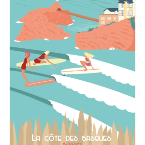 AFFICHE LES NENETTES HOSSEGOR AFFICHE SURF BIARRITZ