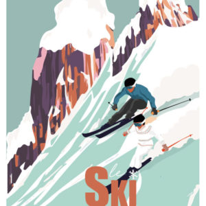 AFFICHE LES NENETTES Affiche montagne - affiche Pyrénées - Affiche ski - Affiche Alpes