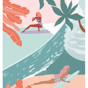 AFFICHE LES NENETTES Affiches de plage - Les surfeuses - Women on waves - lllustration de surf