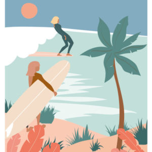 AFFICHE LES NENETTES Affiches de plage - Les surfeuses - Women on waves - lllustration de surf