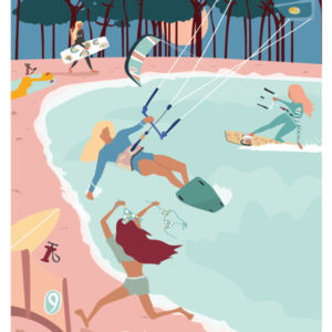 AFFICHE LES NENETTES Affiches de plage - Les surfeuses - Women on waves - lllustration de surf