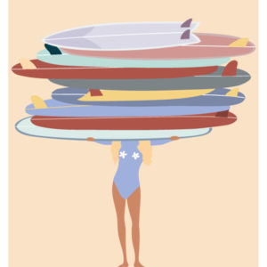 AFFICHE LES NENETTES Affiches de plage - Les surfeuses - Women on waves - lllustration de surf