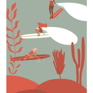 AFFICHE LES NENETTES Affiches de plage - Les surfeuses - Women on waves - lllustration de surf