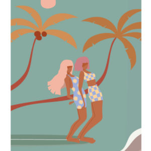 AFFICHE LES NENETTES Affiches de plage - Les surfeuses - Women on waves - lllustration de surf