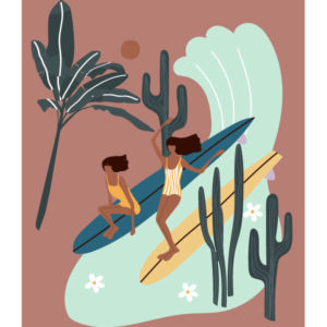 AFFICHE LES NENETTES Affiches de plage - Les surfeuses - Women on waves - lllustration de surf