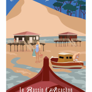 AFFICHE LES NENETTES Le bassin d'arcachon AFFICHE SURF- Cap Ferret- Arcachon