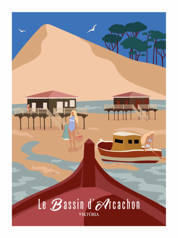 AFFICHE LES NENETTES Le bassin d'arcachon AFFICHE SURF- Cap Ferret- Arcachon